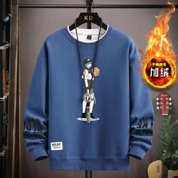Round neck sweatshirt for men plus velvet and thickened | 1160 - Image 3