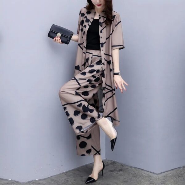large size cardigan top wide-leg pants two-piece suit | 1193 - Image 2