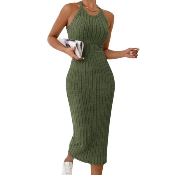 round neck solid color vest sleeveless halter dress | 1208 - Image 4