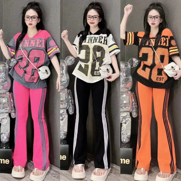 Kitty short-sleeved wide-leg pants printed two-piece suit  | 1209 - Image 2