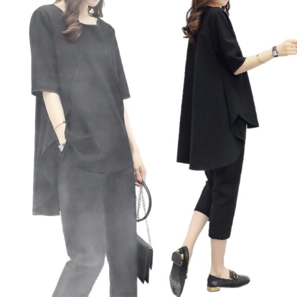 suit short-sleeved top casual cropped pants two-piece suit  | 1188 - Image 5