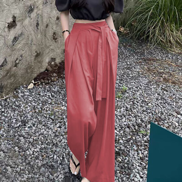 Korean style niche drape wide-leg trousers elegant gray commuting temperament women's trousers | 1212 - Image 4
