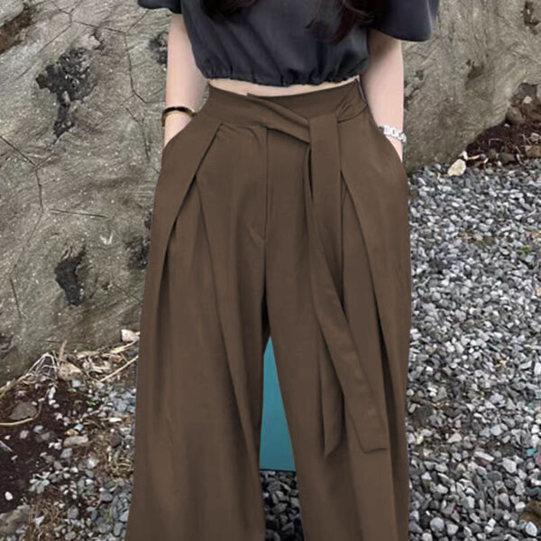 Korean style niche drape wide-leg trousers elegant gray commuting temperament women's trousers | 1212 - Image 3